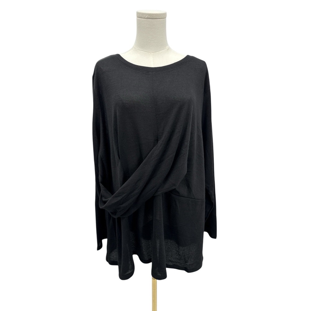 DG2 Diane Gilman Black Cross Top Tunic Long Sleeve Lightweight Blouse Sz 3X NWT